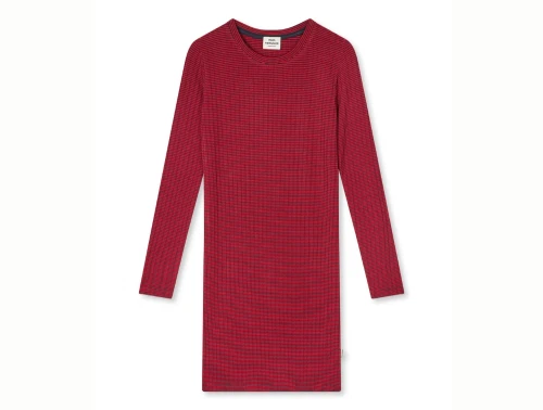 Mads Nørgaard rødstribet kjole med lange ærmer forfra