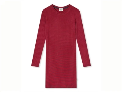 Mads Nørgaard rødstribet kjole med lange ærmer forfra