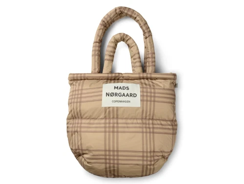 Mads Nørgaard puffertaske med tern i beige og brun