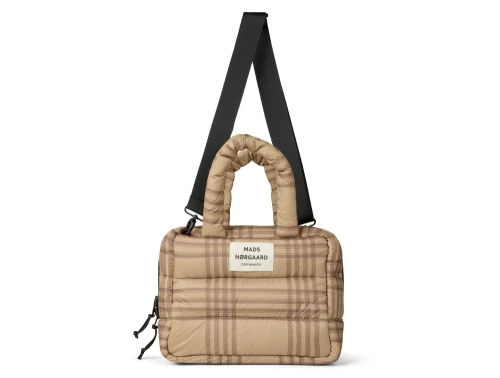 Mads Nørgaard taske i cornstalk/cocoa brown med ternet design