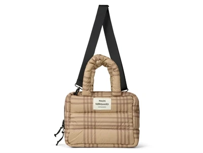 Mads Nørgaard taske i cornstalk/cocoa brown med ternet design