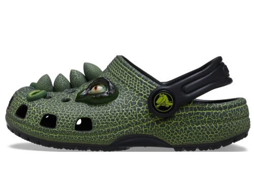 Crocs Classic Dino clog grøn med detaljer og hælrem