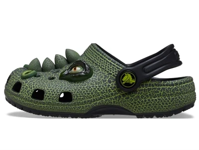 Crocs Classic Dino clog grøn med detaljer og hælrem