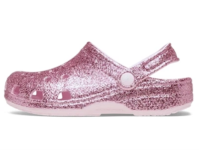 Crocs Classic clog pink med chunky glitter og hælrem