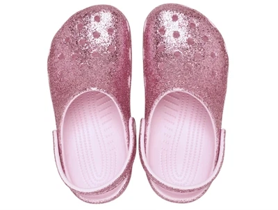 Crocs Classic clog pink med chunky glitter og hælrem