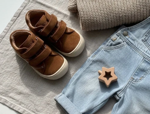 Bisgaard Hale V first step sko i ruskind med dobbelte velcroremme