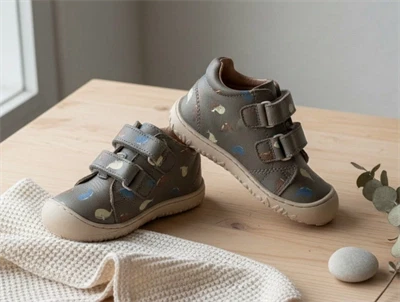 Bisgaard Hale V first step sko i læder med hvalprint og velcro