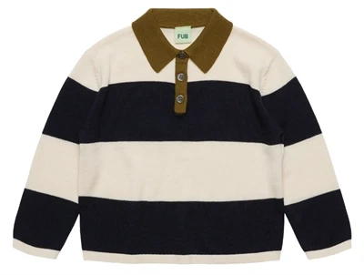 FUB polo i merinould med brede striber