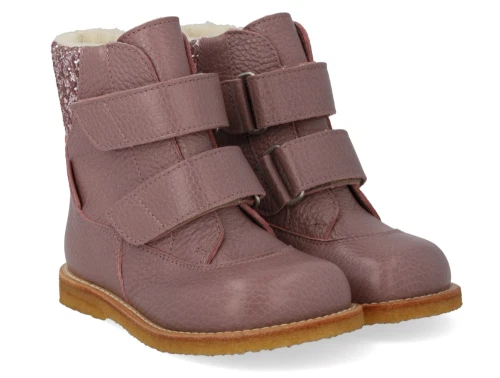 Angulus TEX vinterstøvler faded rose/blossom glitter med merinould
