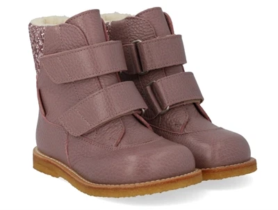 Angulus TEX vinterstøvler faded rose/blossom glitter med merinould