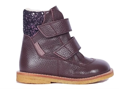 Angulus TEX vinterstøvle i dusty aubergine læder med glitter