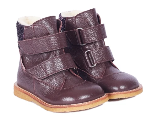 Angulus TEX vinterstøvle i dusty aubergine læder med glitter