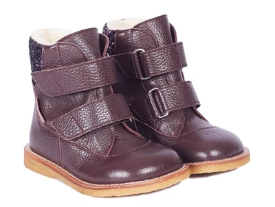 Angulus TEX vinterstøvle i dusty aubergine læder med glitter