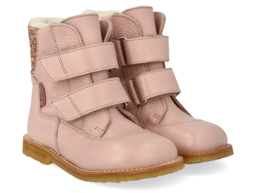Angulus TEX vinterstøvle i rosa skind med glitter bagpå