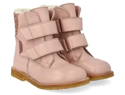 Angulus TEX vinterstøvle i rosa skind med glitter bagpå