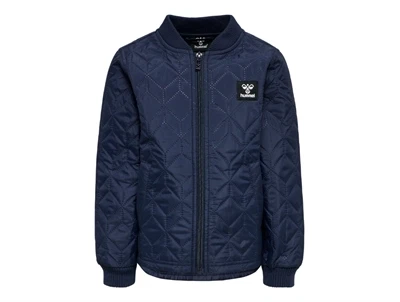 Hummel termo jakke i mørkeblå nuance med quiltet mønster og lynlås