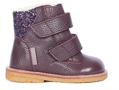 Angulus TEX vinterstøvle dusty aubergine med glitter og velcro