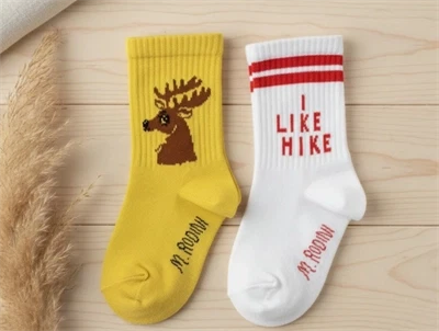 Mini Rodini strømper hike deer yellow (2-pak)
