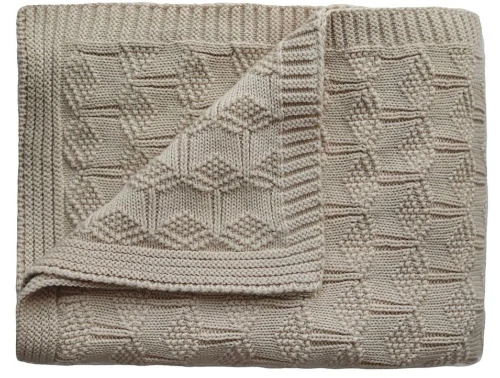 Mushie honeycomb beige strikket babytæppe