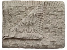 Mushie honeycomb beige strikket babytæppe