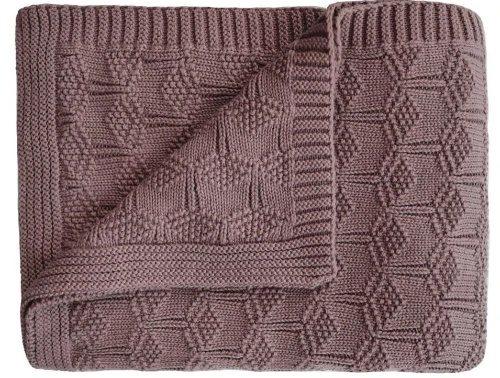 Mushie honeycomb desert rose strikket babytæppe