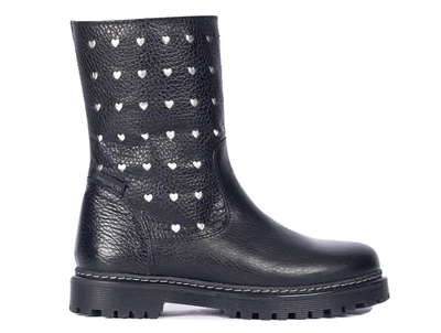 Angulus TEX støvle black med sølvhjerter set fra siden