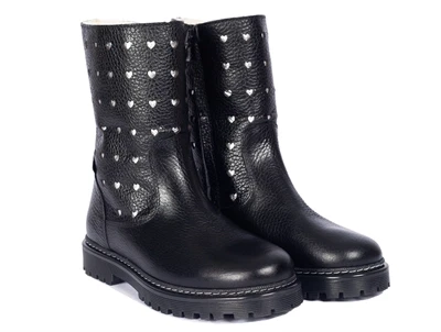 Angulus TEX støvle black med sølvhjerter set i par