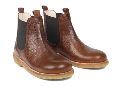 Angulus Chelsea støvle cognac læder med rågummisål (smal)
