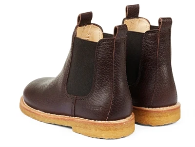 Angulus Chelsea støvle mørkebrun læder med rågummisål