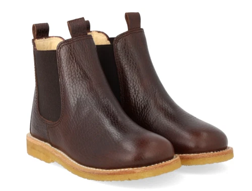 Angulus Chelsea støvle mørkebrun læder med rågummisål