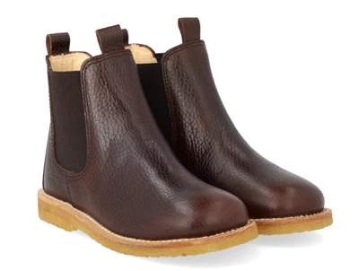 Angulus Chelsea støvle mørkebrun læder med rågummisål