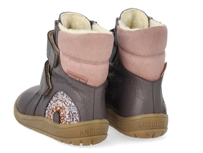 Angulus TEX vinterstøvle lavendel med glitterregnbue set bagfra