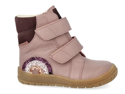 Angulus TEX vinterstøvle i rosa læder med glitterregnbue fra siden