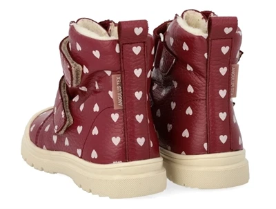 Angulus TEX støvle berry med hjerteprint set bagfra hælekappen