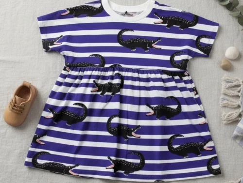 Mini Rodini kjole lilla med krokodiller