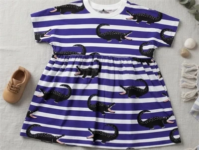 Mini Rodini kjole lilla med krokodiller