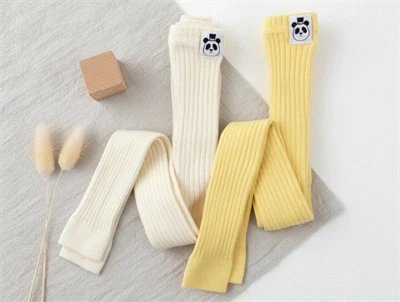 Mini Rodini leggings yellow/offwhite rib (2-pak)