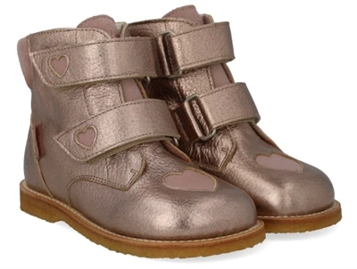 Angulus TEX vinterstøvler rose copper/rosebud med glitterhjerter