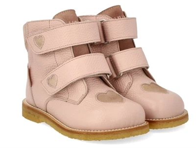 Angulus TEX støvle rose med guldhjerter forfra