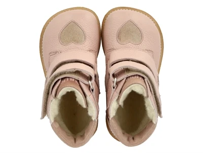 Angulus TEX støvle rose med guldhjerter set oppefra