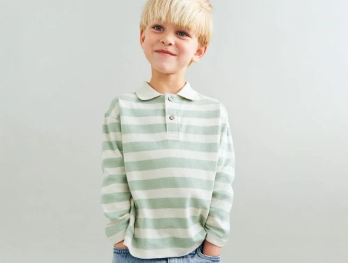 Dreng iført Wheat Fred polo trøje mint stripe