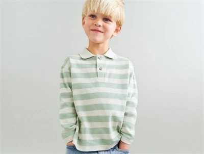 Dreng iført Wheat Fred polo trøje mint stripe