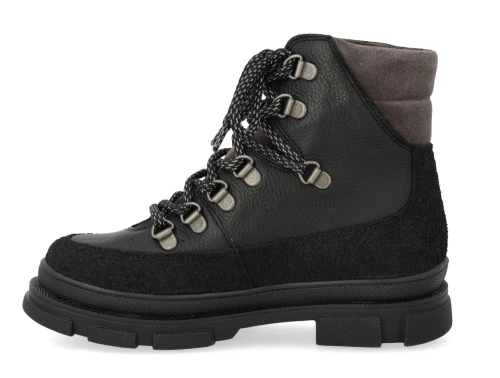 Angulus chunky TEX snørestøvle i sort læder med skindfoer