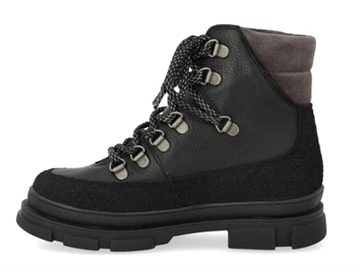 Angulus chunky TEX snørestøvle i sort læder med skindfoer