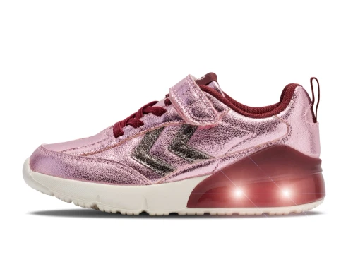 Hummel Daylight Glitter JR sneaker rosa med glimmer og blinklys i sålen