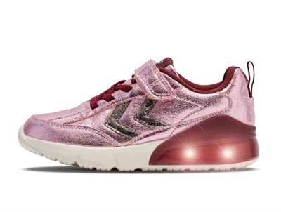 Hummel Daylight Glitter JR sneaker rosa med glimmer og blinklys i sålen