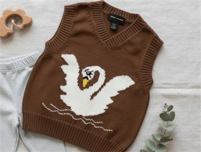 Mini Rodini brown swan slipover