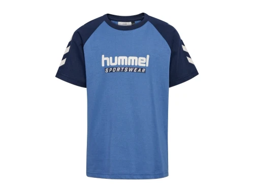 Hummel t-shirt i blå med sportswear logo foran