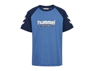 Hummel t-shirt i blå med sportswear logo foran