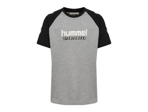 Hummel t-shirt i grå med sportswear logo foran